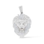 Diamond Lion Head Pendant 0.50 ct. 14k White Gold