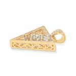 Diamond 3D Triangle with Light Blue Eye Pendant 14k Yellow Gold