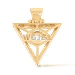 Diamond 3D Triangle with Light Blue Eye Pendant 14k Yellow Gold