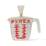 Diamond Pyrex Cup Pendant with Enamel 0.60 ct. 14k Yellow Gold