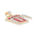 Diamond Pyrex Cup Pendant with Enamel 0.60 ct. 14k Yellow Gold