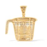 Diamond Pyrex Cup Pendant with Enamel 0.60 ct. 14k Yellow Gold