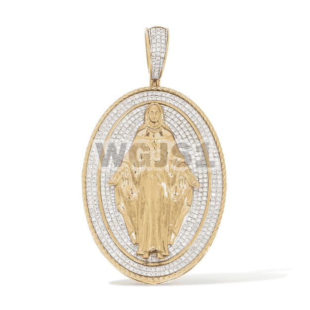 Diamaond Vergin Mary Pendant  1.02 ct. 14K Yellow Gold