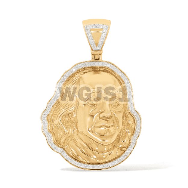 Diamond Benjamin Franklin Head Pendant 0.55 ct. 14k Yellow Gold