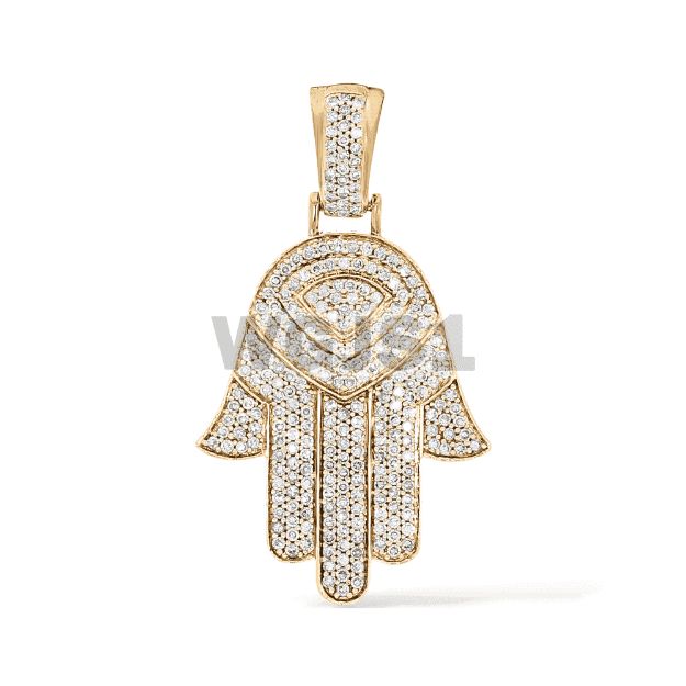 Diamond Hamza Hand Pendant 0.47 ct. 14k Yellow Gold