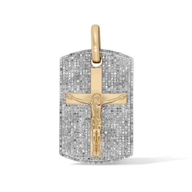 Diamond Plate Cross Pendant 2.66 ct. 10K Yellow Gold