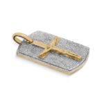 Diamond Plate Cross Pendant 2.66 ct. 10K Yellow Gold