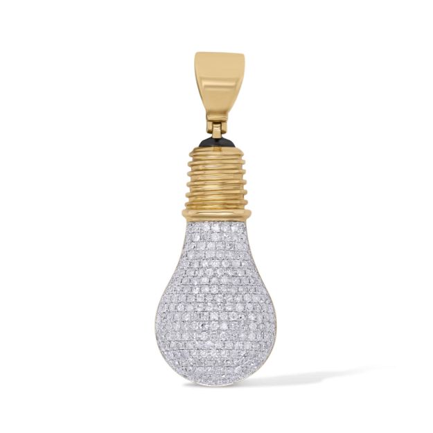 Diamond Lightbulb Pendant 1.02 ct. 10K Yellow Gold