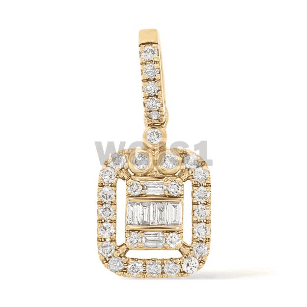 Diamond Baguette Fancy Rounded Square Shaped Pendant 0.28 ct. 14k