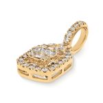 Diamond Baguette Fancy Rounded Square Shaped Pendant 0.28 ct. 14k