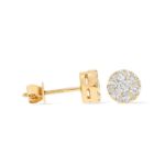 Diamond Round Cluster Earrings 0.67 ct. 14k Yellow Gold