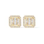 Fancy Baguette Square Diamond Earrings 0.54 ct. 14k Yellow Gold