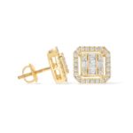 Fancy Baguette Square Diamond Earrings 0.54 ct. 14k Yellow Gold