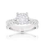 Diamond Engagement Ring 1.66 ct. Criss Cross Pattern Setting 14k White Gold