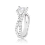 Diamond Engagement Ring 1.66 ct. Criss Cross Pattern Setting 14k White Gold