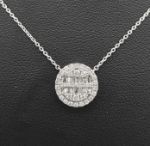 Baguette Diamond Circle Pendant with Gold Chain 0.63ct 14K White Gold