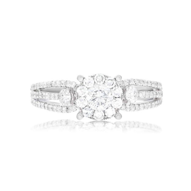 Diamond Engagement Ring 0.97 ct. Fancy Round 14k White Gold