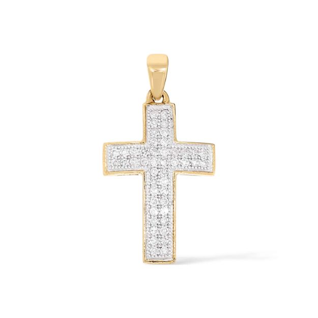 10k yellow gold Diamond Cross Pendant 0.15 ct.