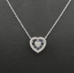 Diamond and Blue Stones Heart with Gold Chain 0.55ct 14K White Gold