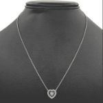 Diamond and Blue Stones Heart with Gold Chain 0.55ct 14K White Gold