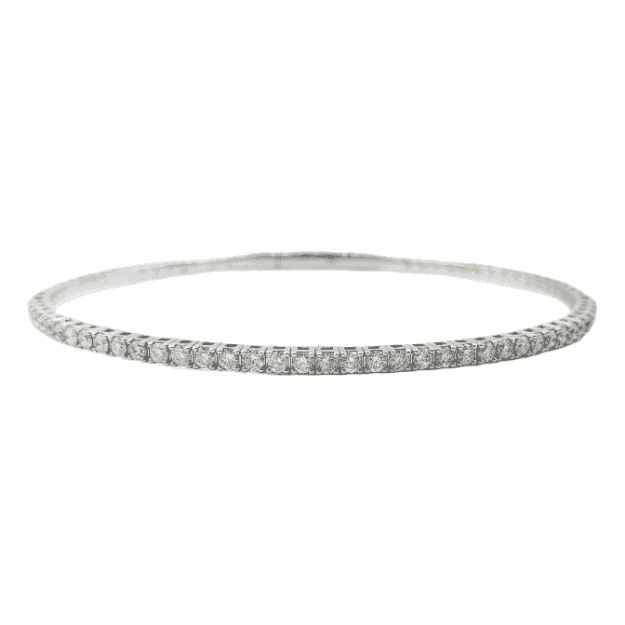 Diamond Tennis Flexi Bangle Bracelet 1.15ct 14K White Gold