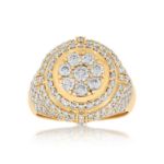 Diamond Dome Cluster Ring 3.15 ct. Round 14k Yellow