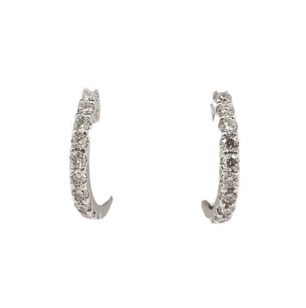 Diamond Huggies Earrings 0.53ct 14K White Gold