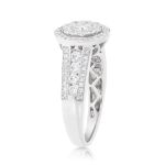 Diamond Engagement Ring 1.57 ct. Halo Setting 14k White Gold