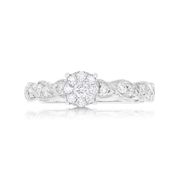 Diamond Engagement Ring 0.92 ct. Fancy 14k White Gold