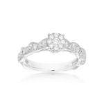 Diamond Engagement Ring 0.92 ct. Fancy 14k White Gold