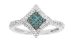 14K WHITE GOLD BLUE & WHITE DIAMOND .60CT