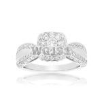 Diamond Engagement Ring 1.90 ct. Rounded Square 14k White Gold