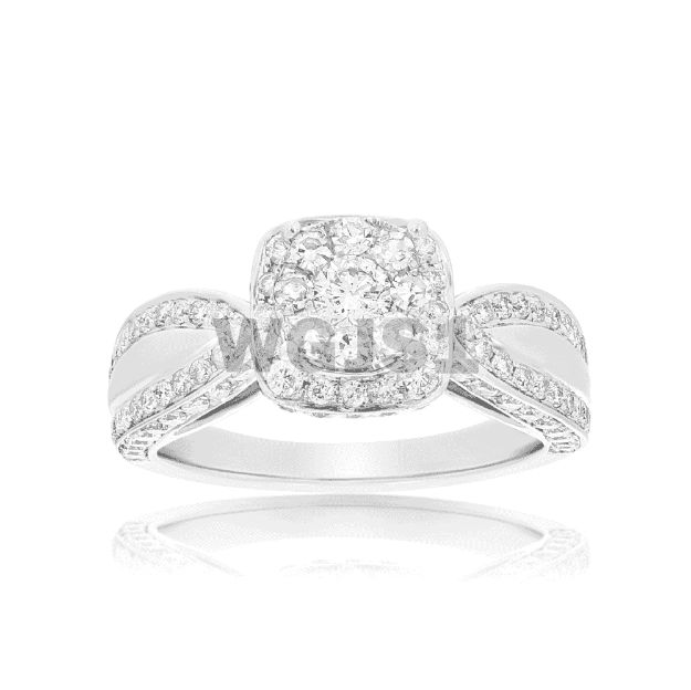 Diamond Engagement Ring 1.90 ct. Rounded Square 14k White Gold