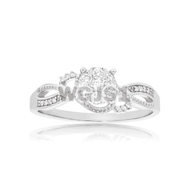 Diamond Engagement Ring 0.22 ct. Fancy Setting 14k White Gold