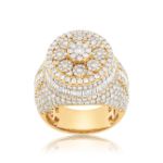 Diamond Cluster Ring 5.86 ct. Round and Baguette 14k Yellow