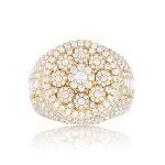 Diamond Cluster Ring 5.86 ct. Round and Baguette 14k Yellow