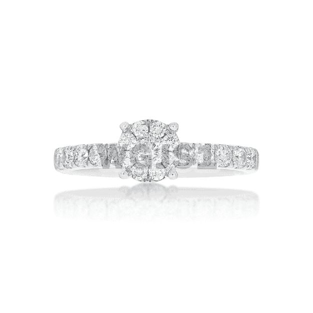 Diamond Engagement Ring 1/2 Eternity Setting 0.74 ct. 14k White Gold