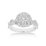 Diamond Engagement Ring Round Halo Design 1.10 ct. 14k White Gold