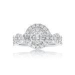 Diamond Engagement Ring Round Halo Design 1.10 ct. 14k White Gold