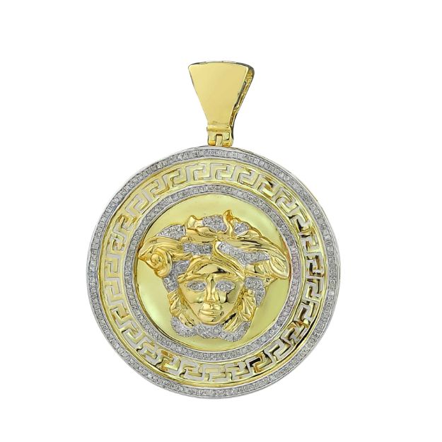 Diamond Versace Eternity Medallion Pendant 0.75 ct. 10K Yellow Gold