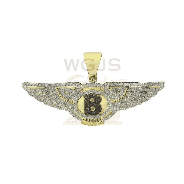 Diamond  Bentley Wings Pendant -- 0.99CT 10K Yellow Gold