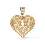 Diamond Horse Heads Heart pendant 0.42 ct. 10K Yellow Gold