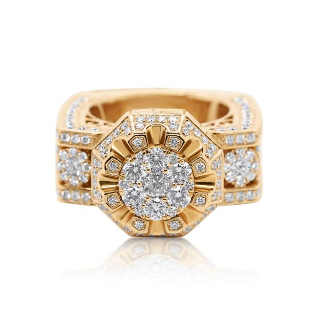 Diamond Ring 3.90 ct. 14K Yellow Gold Size-8