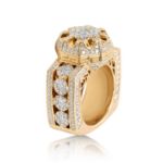 Diamond Ring 3.90 ct. 14K Yellow Gold Size-8