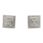 Baguette Diamond Square Earrings 0.73ct 10k White Gold