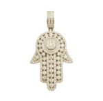 Diamond Hamsa Pendant 3.65ct 14K Yellow Gold