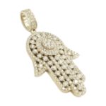 Diamond Hamsa Pendant 3.65ct 14K Yellow Gold