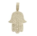 Diamond Hamsa Pendant 4.76ct 14K Yellow Gold