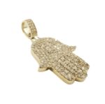 Diamond Hamsa Pendant 4.76ct 14K Yellow Gold