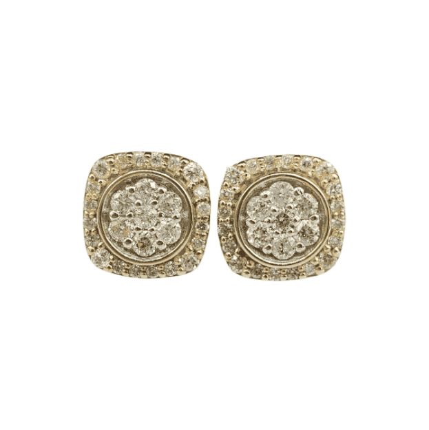 Diamond Circle Earrings 1.20ct 10k Yellow Gold